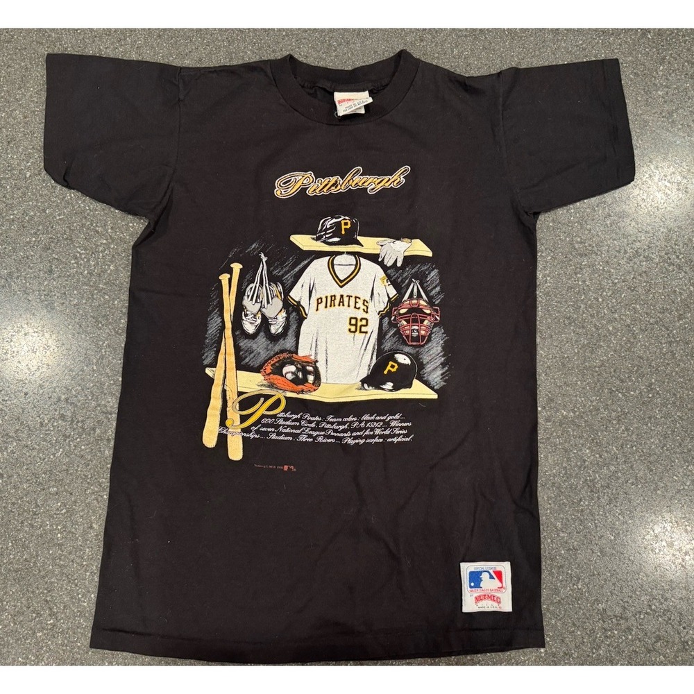 Vintage 90s Nutmeg  MLB Pittsburgh Pirates Embroidered Locker Room Tee L Basebal